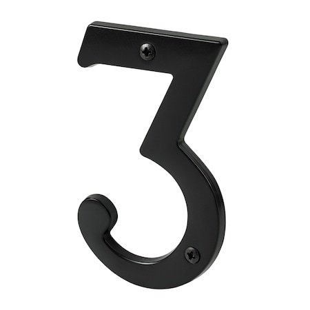 Pamex 4in Heavy Duty House Number # 3 Matte Black Finish DD074S3BL